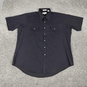Sheplers Shirt Mens XL Black Western Pearl Snap Short Sleeve Cowboy Button Front